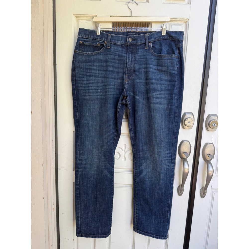 Lucky Brand 410 Athletic Slim Jeans Dark Wash Blue Denim Tapered Leg Size 38x32